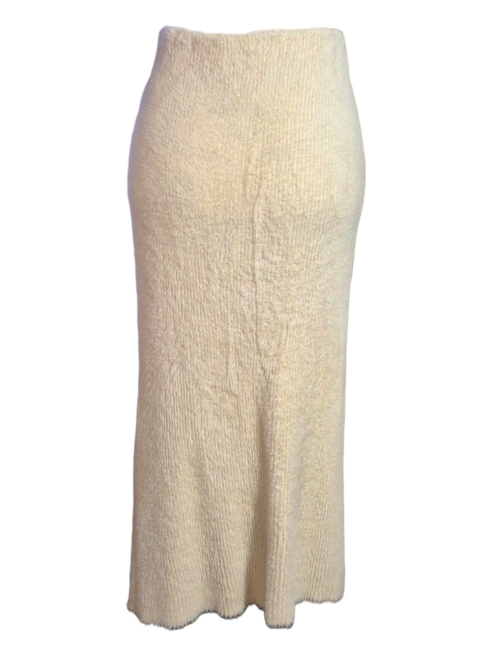 Express Fuzzy Fur Midi Ivory Pencil Skirt Sz L - Picture 6 of 9